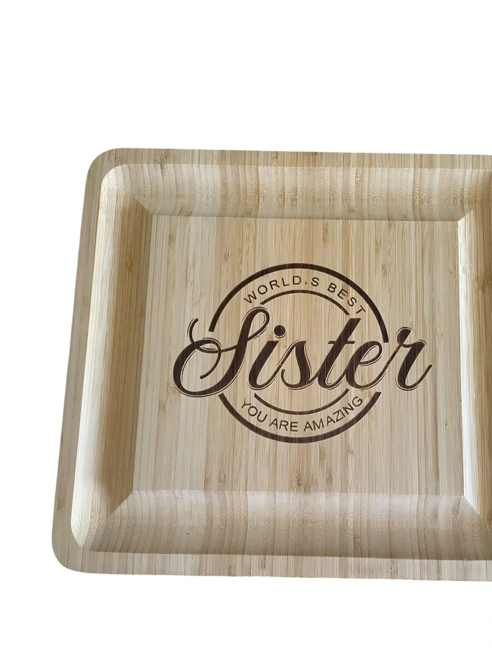 “World’s Best Sister You Are Amazing” Charcuterie Bamboo Serving Board NWT